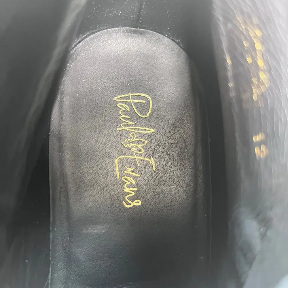 Paul Evans The Heston Double Monk Strap Italy Black Leather Boots Size 12 US 13